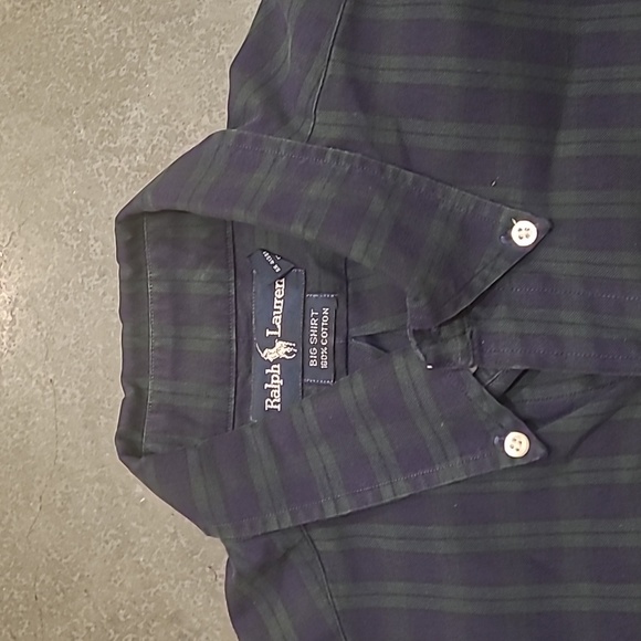 RALPH LAUREN BIG SHIRT BUTTON DOWN NAVY BLUE AND GREEN - Picture 4 of 7